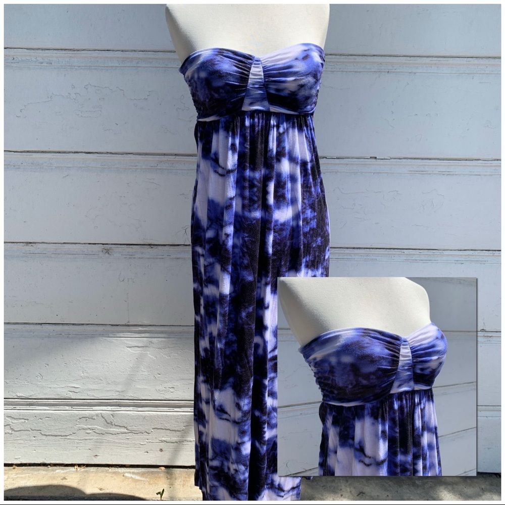 Tie dye style MCM strapless maxi dress size medium